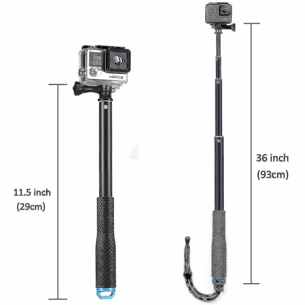 36" Selfie Stick Hand Grip förlängningsstång för Gopro Hero/session 9 8 7 6 5 4 3+