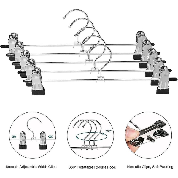 Buksestativer Solid Krom Skørtestativer Med Anti-Glid Klips 11\" (28cm) (pakke