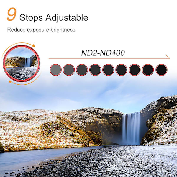 58mm Slim Nd Fader Variabel Filter Neutral Density Nd2 Til Nd400 Rød Udskiftning Til Canon Nikon Dslr Kamera