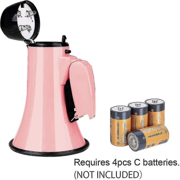 Bærbar megafon bullhorn 25 watt megafonhøyttaler stemme og sirene/alarmmoduser (rosa)