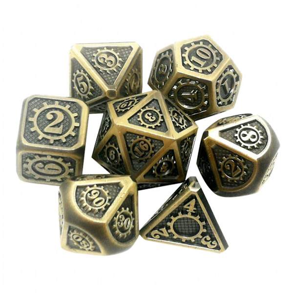 7 Stykker Polyhedriske Metal Terninger Til D&d Pathfinder Rpg Spil 05