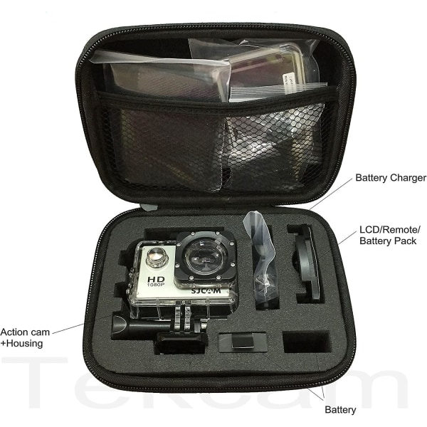 Undervannskameratilbehørsett med liten bæreveske kompatibel med Gopro Hero 11 10 9 8/AKASO-serien actionkamera og så videre