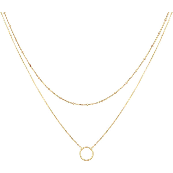 Lagdelt hjerte halskæde vedhæng håndlavet 18k guldbelagt delikat guld choker pil bar lagdelt lang halskæde kvinder, messing, cubistite