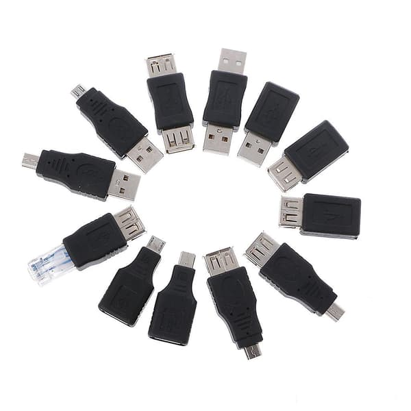 12 kpl/setti USB 2.0 A -uros Micro B -naaras sovitinadapteri