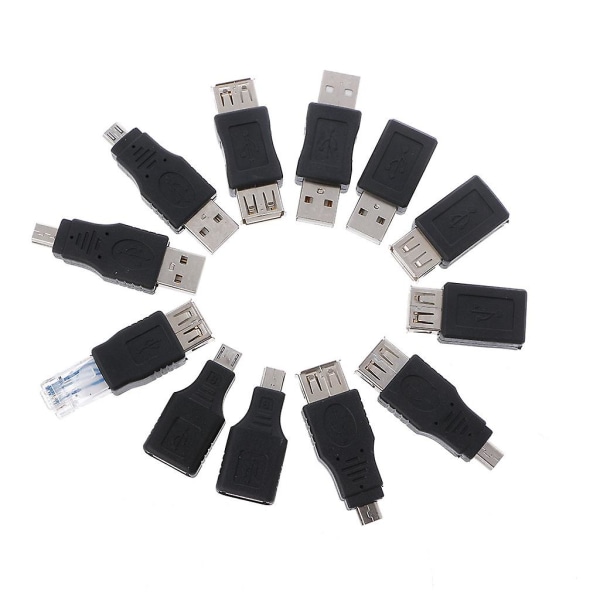 12pcs/set Usb 2.0 A Male To Usb Micro Female Adapter Converter