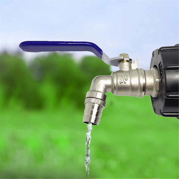 1000l Tankkran, Kran för IBC Regnvattenuppsamlare Tankadapter Kran, Mässingskran Tillverkad av PP Grovt Gänga 60 mm (blå 3/4\")