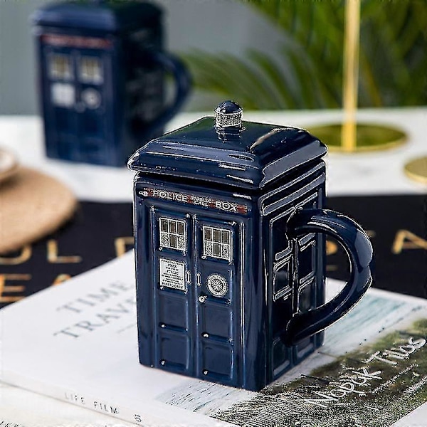 Doctor Who Tardis Mug Kaffe- och Tekopp Polisbox Keramisk Mugg Med Lock Present