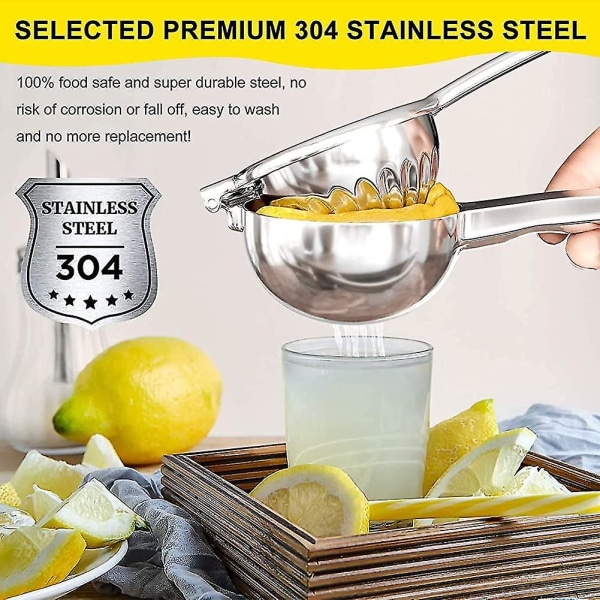 Citronpress Stor skål 304 citronpress i rostfritt stål med rengöringsborste
