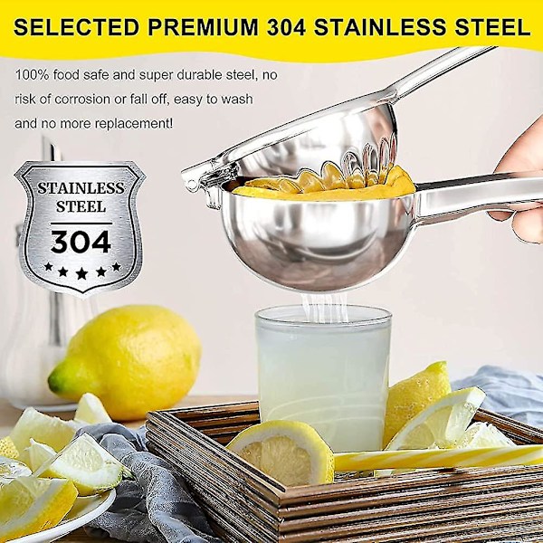 Citronpresser Stor Skål 304 Rustfrit Stål Citronpresser Med Rengøringsbørste