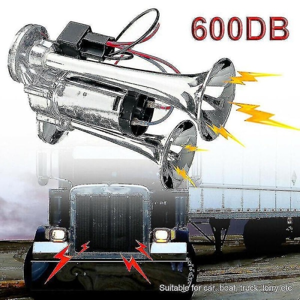 600db 12v dubbla trumpeter Super högt elektrisk magnetventil bil elektrisk lufthorn högtalare för fordon bil suv lastbil lastbil husbil båt