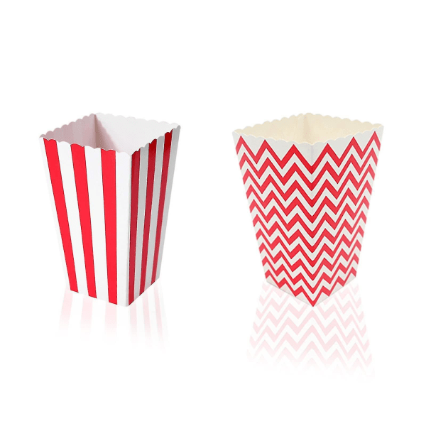Popcorn-laatikot, 20 Pack Popcorn-pussit, pahvi karkkisäiliö, punainen  valkoinen raidallinen aaltokartonki elokuvatyyli Popcorn 152d | Fyndiq