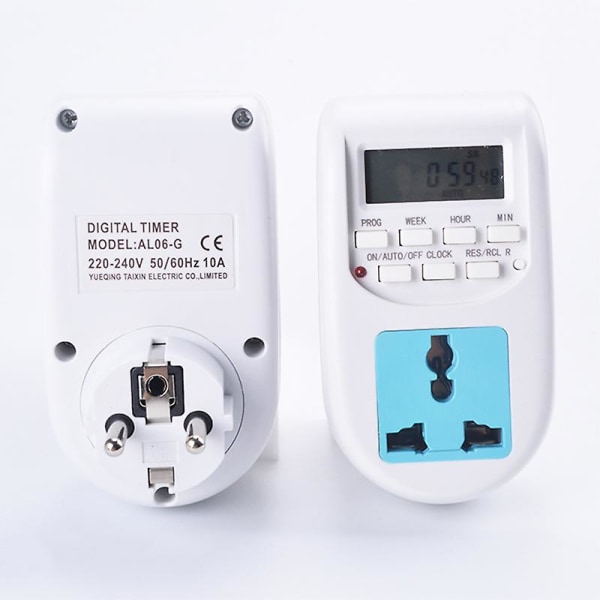 Digital Timer Switch EU Stikkontakt Al-06 Ugentlig Programmerbar Elektronisk 220vac, Timer Lyskontakt Vægknap Timer