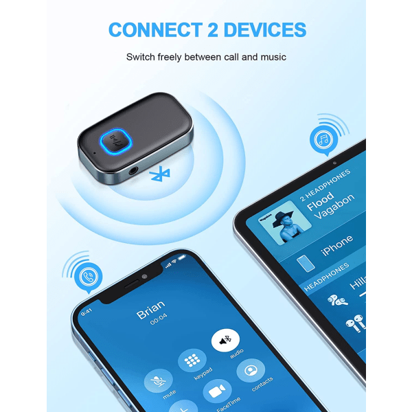 Bluetooth-modtager, Aux Bluetooth-modtager 5.0 til bil med