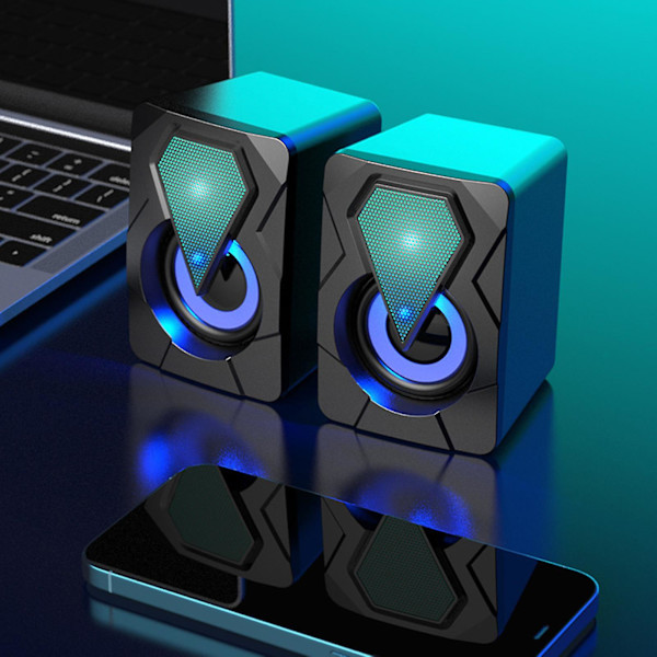 Valoa lähettävä tietokonekaiutin Usb-matkapuhelin kannettava tietokone Pöytätietokone Mini-kaiutin Hifi-stereokaiutin Kaapelinen subwoofer Tietokoneääni 2 kpl
