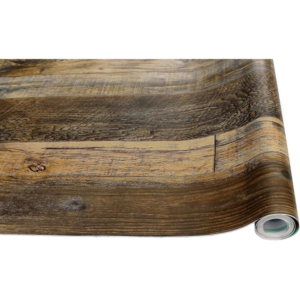 2 Peel And Wood Plank Tre Plank Tapet Overlapp 17,7 tommer X 9,8 tommer brun vinyl selvklebende dekorasjon