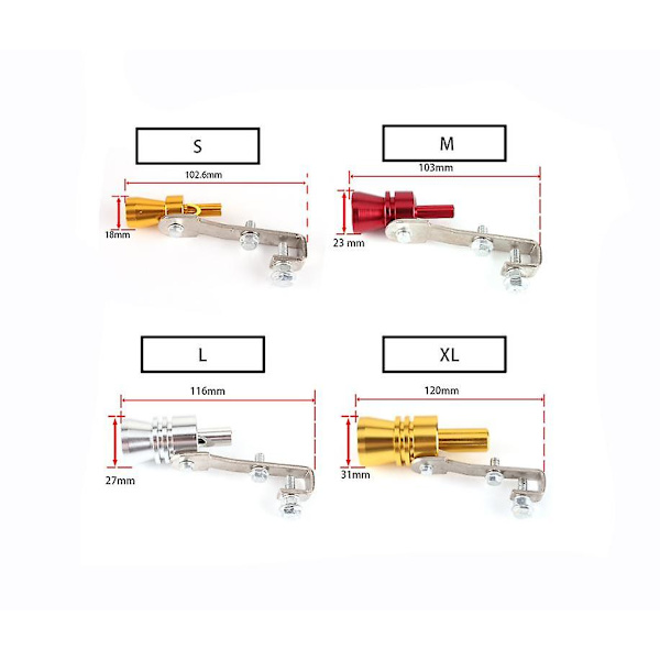 Set med 2 bilmodifieringar Sonic Simulator Turbo Whistle Pipe Exhaust Sounder Svart Storlek L