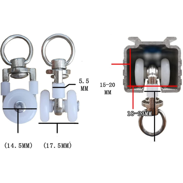 20 stk gardinstangruller, skinneglidere, gardinstangruller, lydløse remskiver, vindusgardinstang dobbeltrull