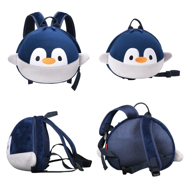 Taaperon reppu hihnalla vauvalle, lasten reppuväline, söpö eläinreppu lapselle, pieni reppu esikoululaiselle (pingviini)