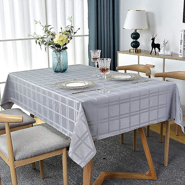 Rektangulær Dug i Ternet Mønster Polyester Dug Spildsikker Rynkefri