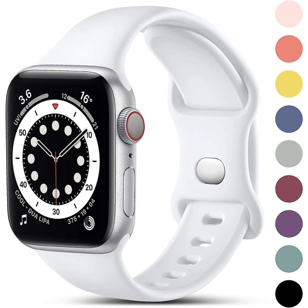 Hvid 2 stk. kompatibel med Apple Watch-rem 42/44/45mm, udskiftning af silikone-remme til Iwatch Series 8 7 6 5 4 3 2 1 Se Ultra, 42mm/44mm/45mm/49mm-