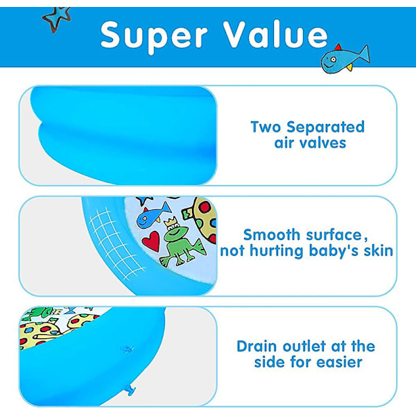 Baby Paddling Pool - 2 pakker Paddling Pool Oppblåsbart Barnebasseng Badeleker Til Sommeren