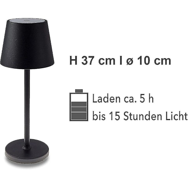 LED-bordslampa med batteri, dimbar, USB-laddningsbar, inomhus