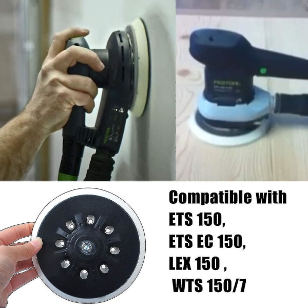 8-reikäinen hiomatyyny, 6 tuumaa, yhteensopiva Bos-ch Festool -hiomakoneiden kanssa Ets 150, Ets Ec 150, Lex 150, Wts 150/7 498987  (150 mm)