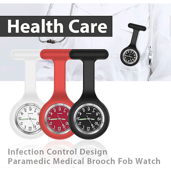 Sygeplejerskeur, sygeplejerske fob ur, plejeur, clip ur, reversur, sygeplejerske fob ur med sekundviser, clip-on plejeur