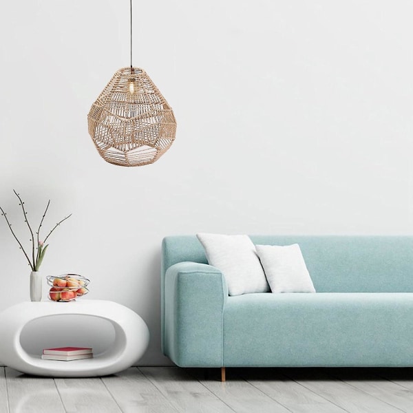 2 stk. Hængende Lampskærm i Viklet Rattan, Loftlampe Skærm