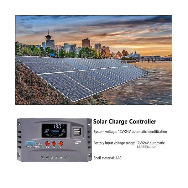 12v 24v Mppt Solcellsladdningsregulator Smart Display Dual Us