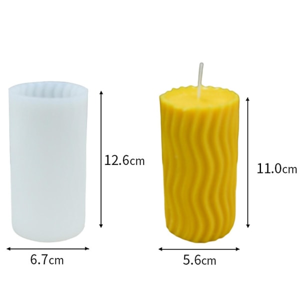Lysestøbeform, Lang Stang Stribet Lys Silikoneform,diy Cylin