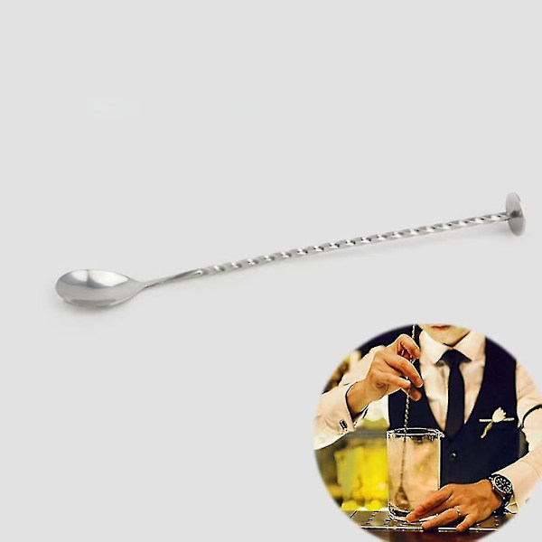 Drink Shaker Spiral Mønster Blandingsske Omrøring Tilbehør Hjem Glas Cocktail Muddler Rustfrit Drikkerørrer(1 stk, Sølv)