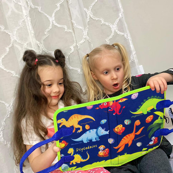 Montessori-leksak för småbarn, 4-lagers aktivitetsbräda, sensorisk leksak, Montessori-leksaker för pojkar 3 4 år, lär sig grundläggande livsfärdigheter Dinosaur interlayer