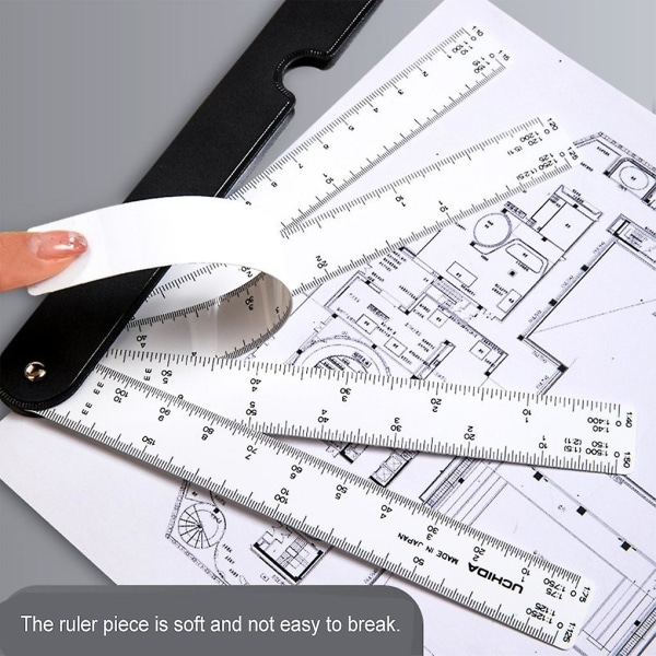 Foldbar vifteformet skala lineal til ingeniørtegning og skitsering