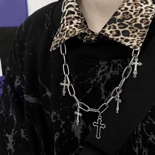 Silver Punk Byxor Kedjor Enkelsidiga För Cross Jeans Kedjor Kläder Prydnader