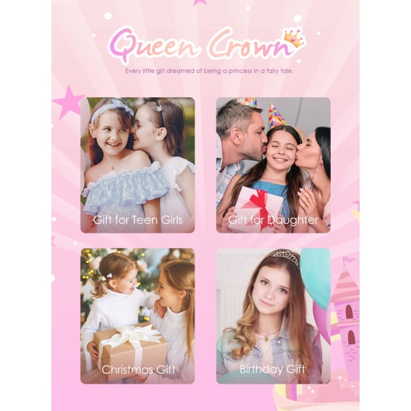 Princess Queen Crown Heart -kaulakorut tytöille Naisten kristalli sydänriipus kaulakoru, jouluiset ystävänpäivän syntymäpäivälahjat tytölle (vihreä)