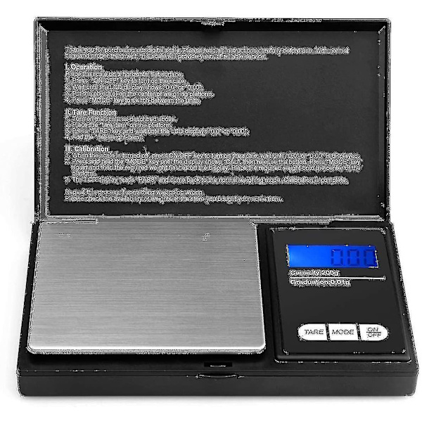 200g bærbar digital lommeskala med baggrundsbelyst LCD-display