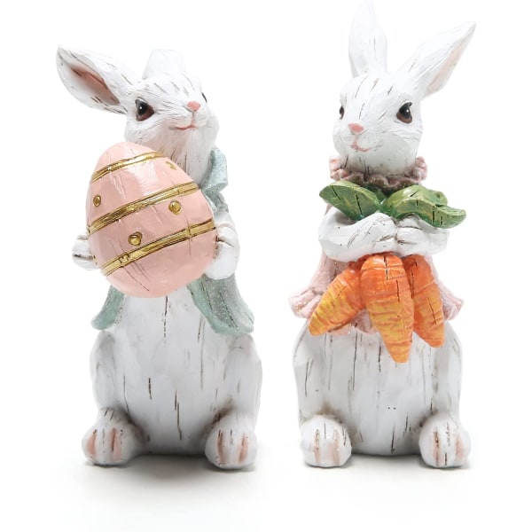 Easter Bunny Ornament Spring Home Decor Rabbit Figurines (Easter White Bunny 2pcs)