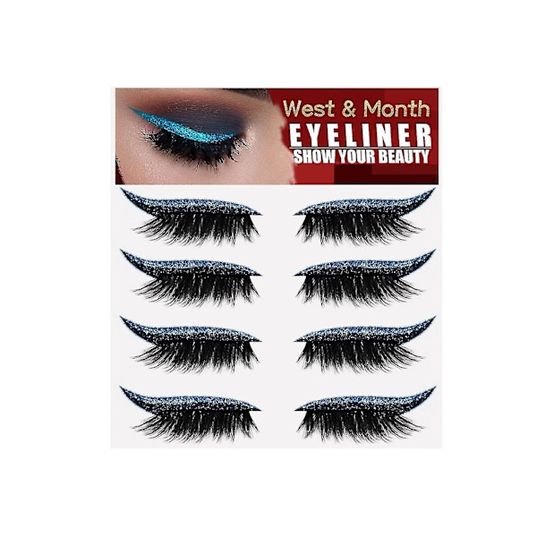 Blå ögonfransar Eyeliner Stickers Limfria Självhäftande Jelly Strip Lockiga Falska Ögonfransar