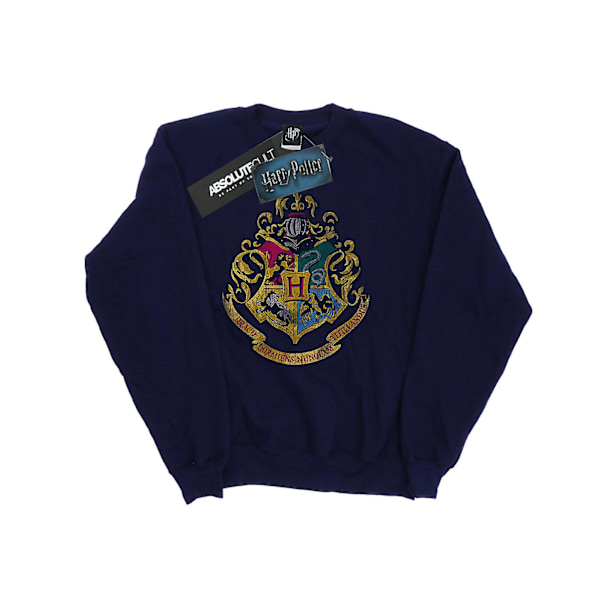 Harry Potter Herre Hogwarts Distressed Crest Sweatshirt Navy Blue Small