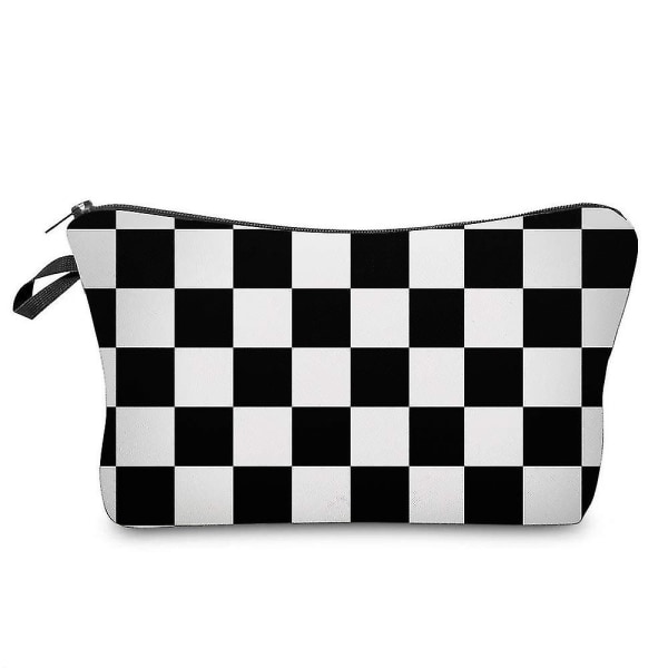 Black White Plaid Print Makeup Bags