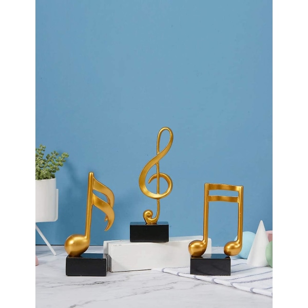 3 Pack Nuotti Veistos Patsas Moderni musiikki Piano Resin Gold