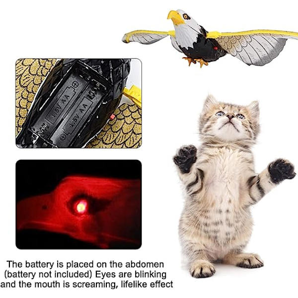 Flygande fågel kattleksak, simulerad fågel interaktiv kattleksak för inomhuskatter Eagle sound model [without battery]