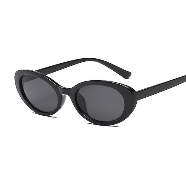 Brand Designer Ovale solbriller Kvinder Vintage 90'er Dame Cat Eye Solbriller Lille stel Solbriller Kvinde Oculos De Sol BlackGray