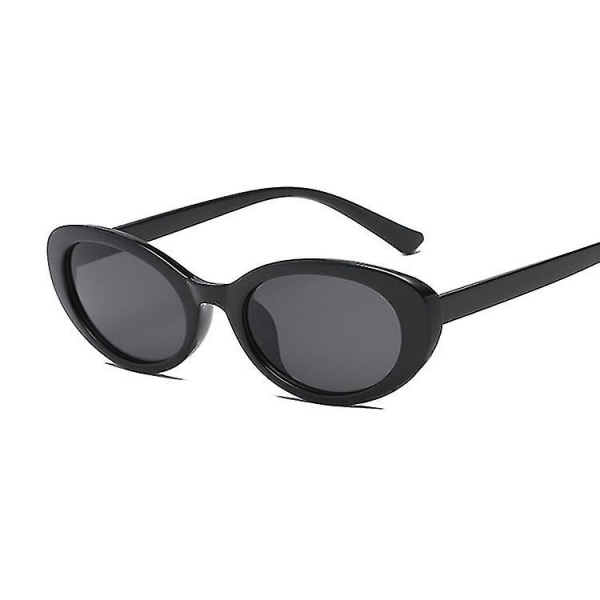 Märke Designer Oval Solglasögon Kvinnor Vintage 90-tal Dam Cat Eye Solglasögon Liten Ram Solglasögon Kvinnliga Oculos De Sol BlackGray