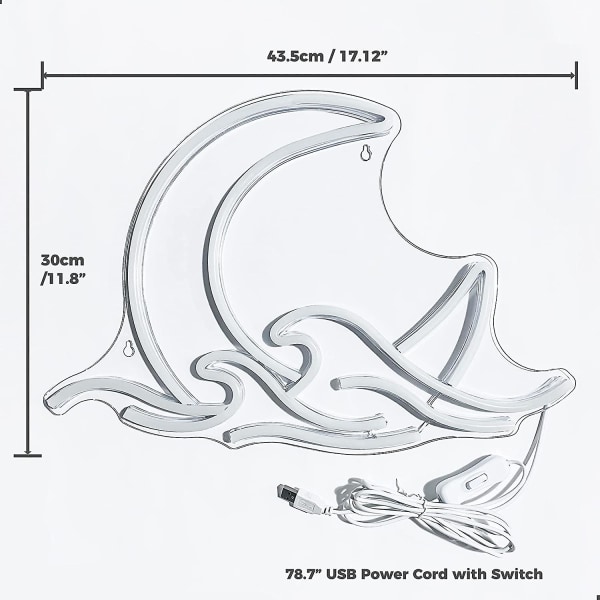 Solopgang Solnedgang Neonskilt Måne over havet Neonlys Twilight Moon Wave LED Neonvægskilte til værelsesindretning Anime Neonlys Akryl Måneskilt (Moonrise)