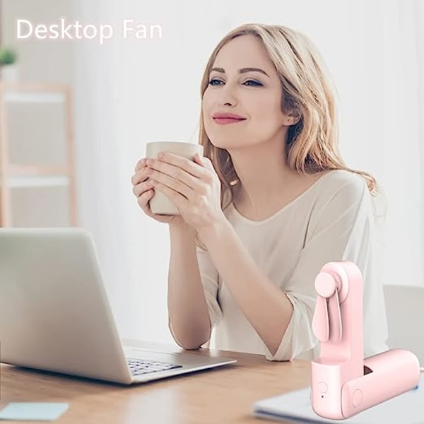 Håndholdt minivifte, bærbar sammenleggbar vifte med strømbank, USB-lading girly pink