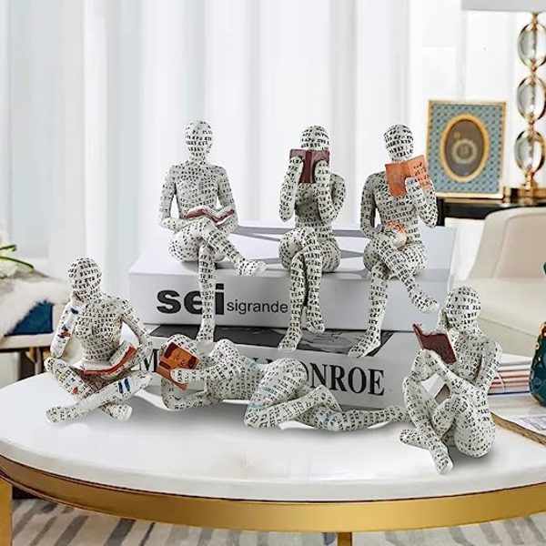 Hemdekor Pulp Reading Kvinna Figurine Tänkare Staty Estetisk Skulptur W310-03