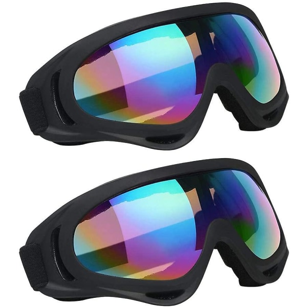 Skibriller Goggles Snowboard, Lens Anti-støv, Uv-beskyttelse, Anti-dug, Vindtæt til drenge og piger, mænd og kvinder 2 stk.