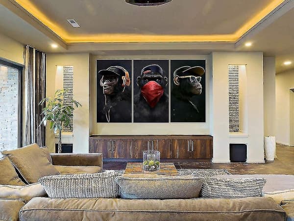 Wise Monkeys Lærred Vægkunst Tryk Lærredstryk Til Stue